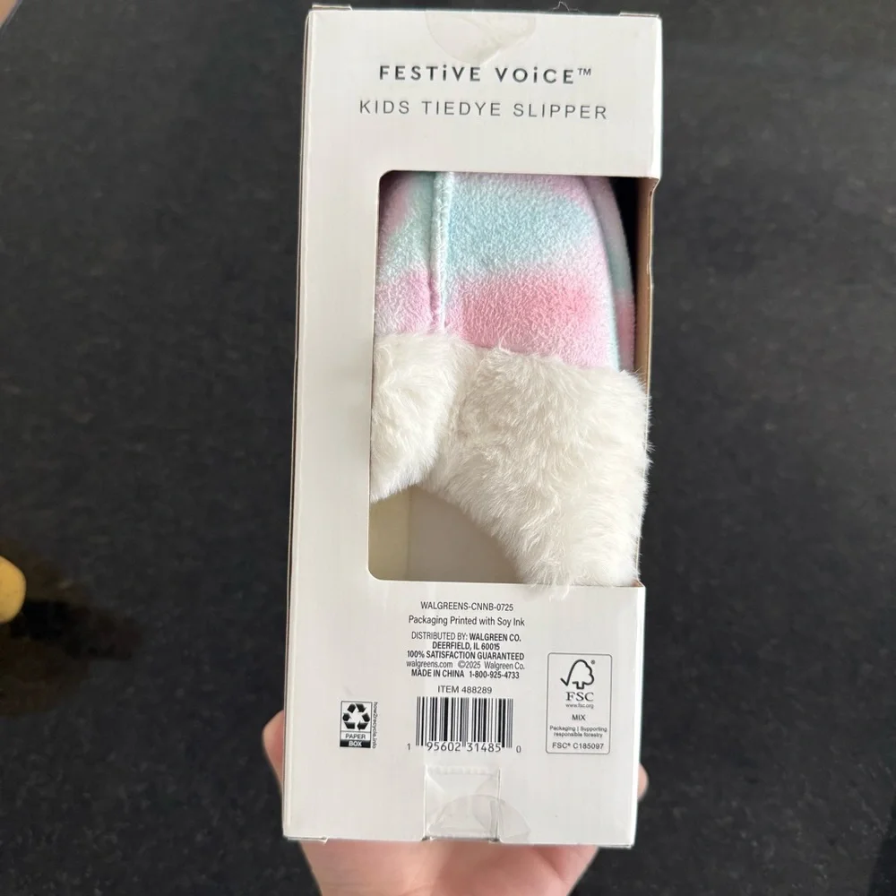 NWT Kids Tiedye House Slippers Girls Size 11-12